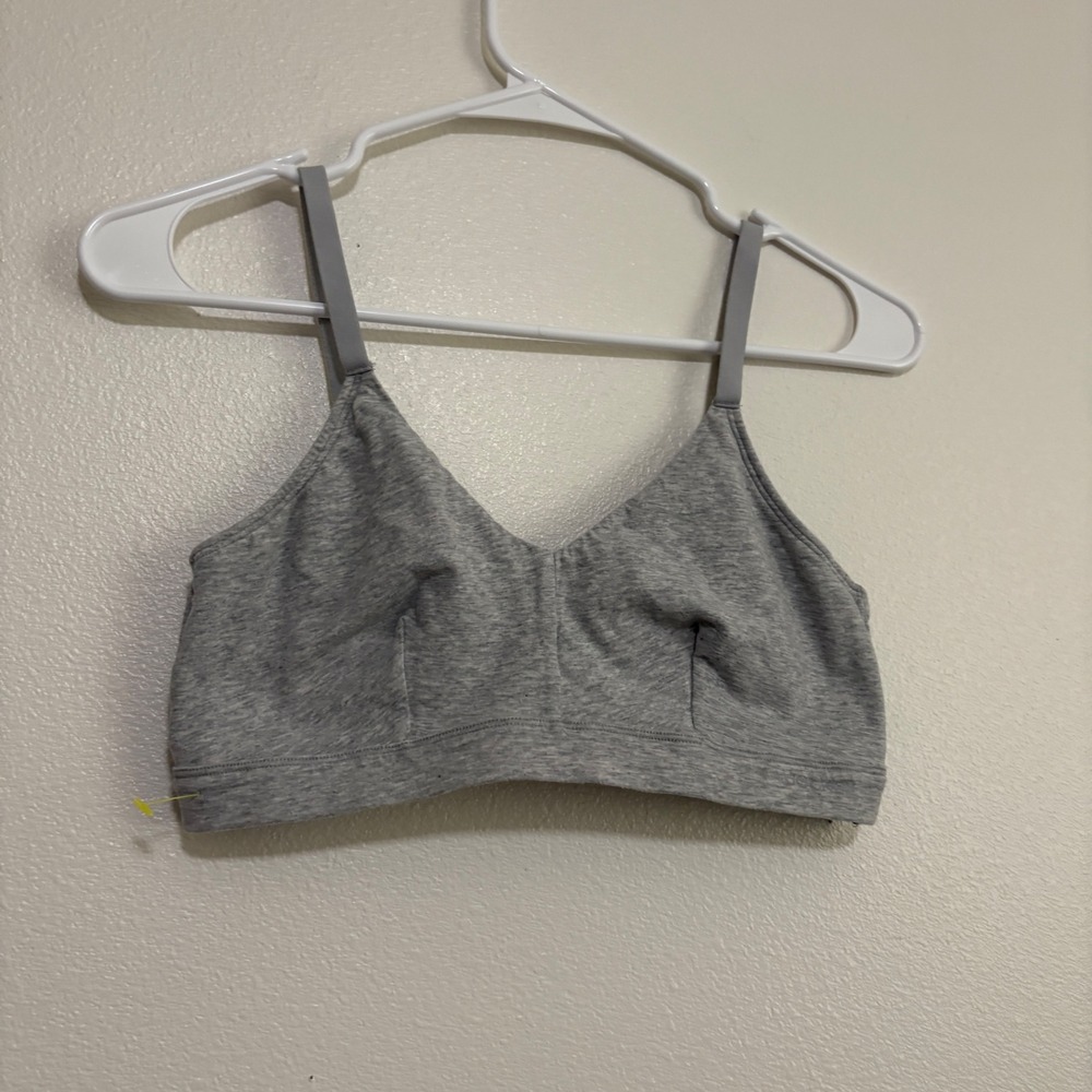 Jockey Womens Gray Organic Cotton Stretch V-Neck Bralette Size Large RN461683